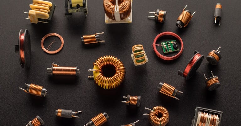 power inductors on a dark background