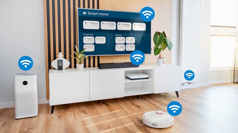 home entertainment area with wifi icons